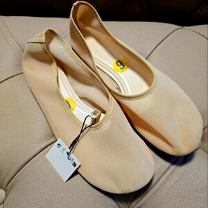 ZARA MESH Beige Tan Butter Ballerina Women's Ballet Flats Size 9